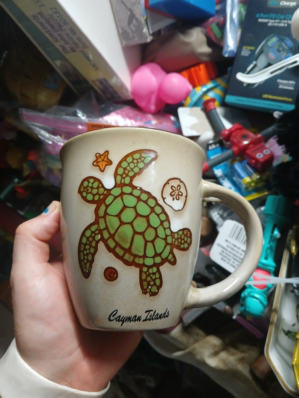 ceramic souvenir coffee mug a green and brown sea turtle graphic Agiftcorp